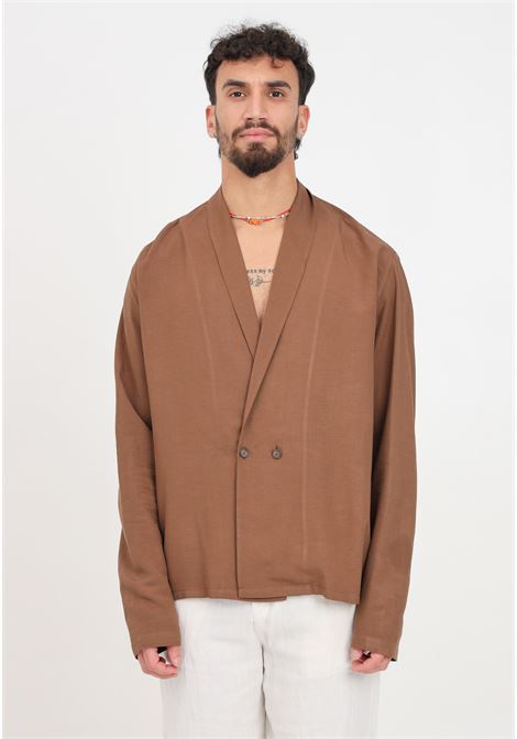 Brown men's shirt with shawl collar IM BRIAN | CA2898020